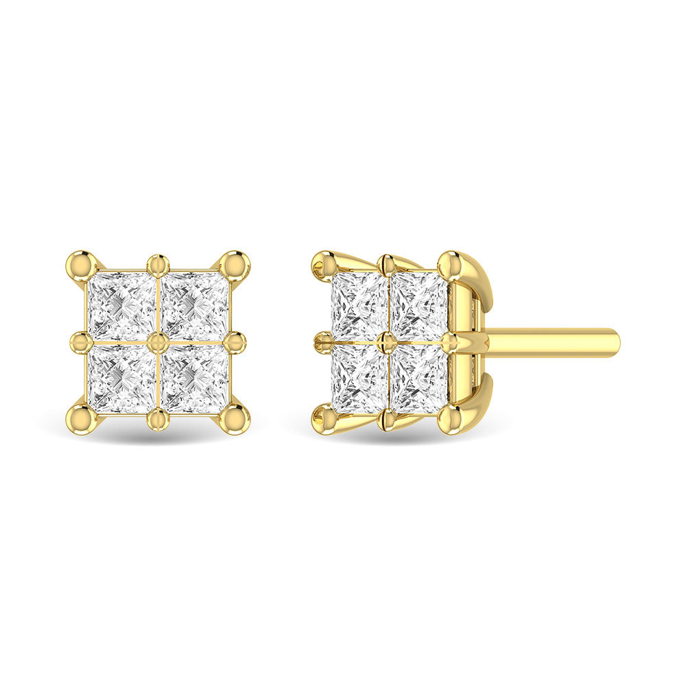 Diamond 1/3 Ct.Tw. Princess Cut Fashion Earrings in 14K Yellow Gold