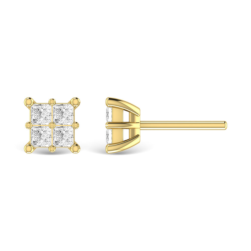 Diamond 1/3 Ct.Tw. Princess Cut Fashion Earrings in 14K Yellow Gold