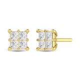 Diamond 1 Ct.Tw. Princess Cut Fashion Earrings in 14K Yellow Gold