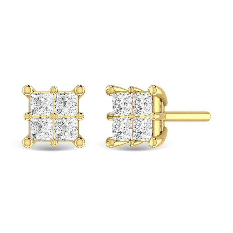 Diamond 3/4 Ct.Tw. Princess Cut Fashion Earrings in 14K Yellow Gold