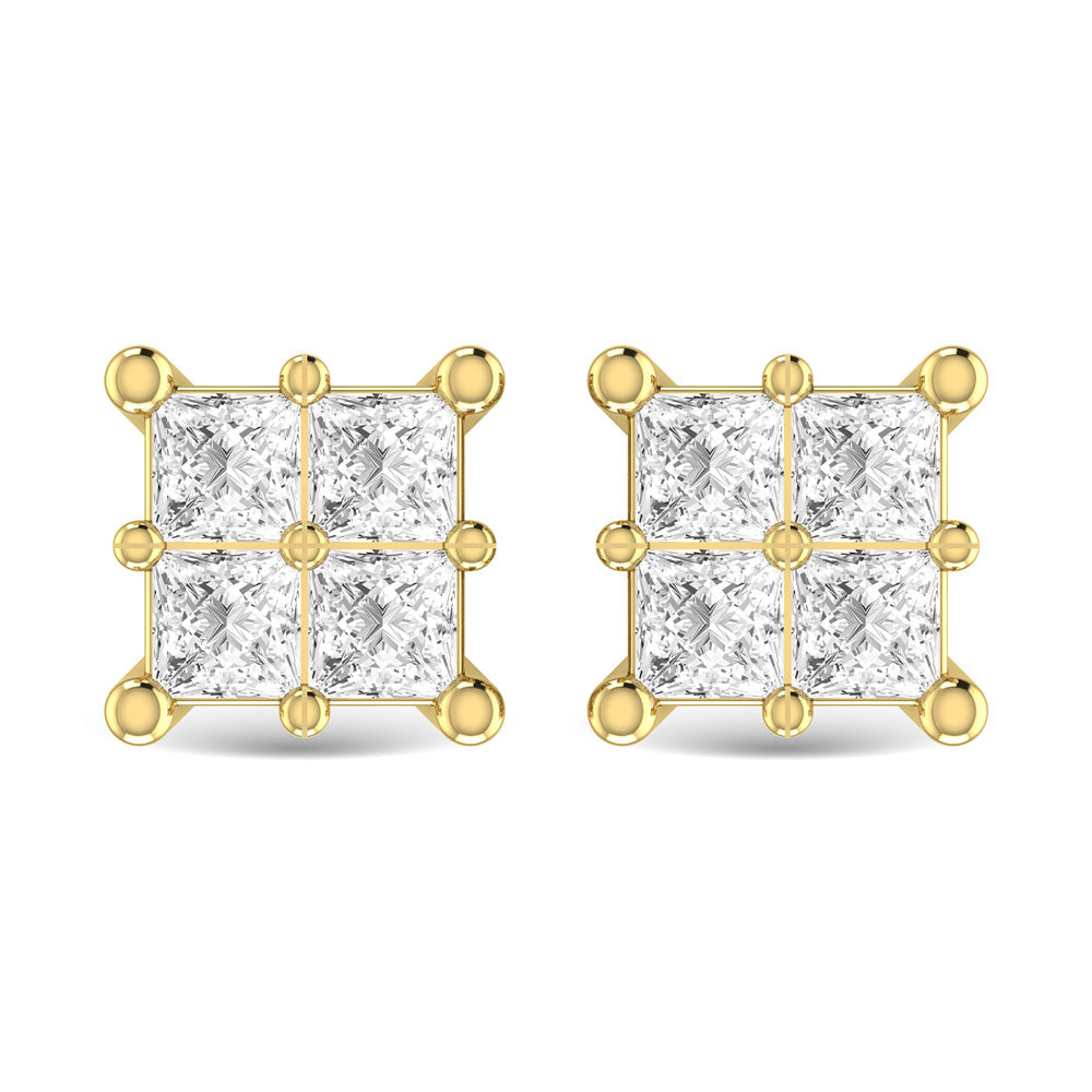 Diamond 1/6 Ct.Tw. Princess Cut Fashion Earrings in 14K Yellow Gold