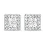 Diamond 1/2 Ct.Tw. Round and Princess Fashion Earrings in 14K White Gold