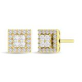 Diamond 3/4 Ct.Tw. Round and Princess Fashion Earrings in 14K Yellow Gold