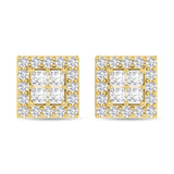 Diamond 3/4 Ct.Tw. Round and Princess Fashion Earrings in 14K Yellow Gold