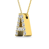 14K Yellow Gold Letter A Diamond Pendant 1/8 Ctw