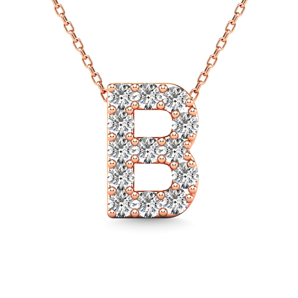 Diamond 1/8 Ct.Tw. Letter B Pendant in 14K Rose Gold""