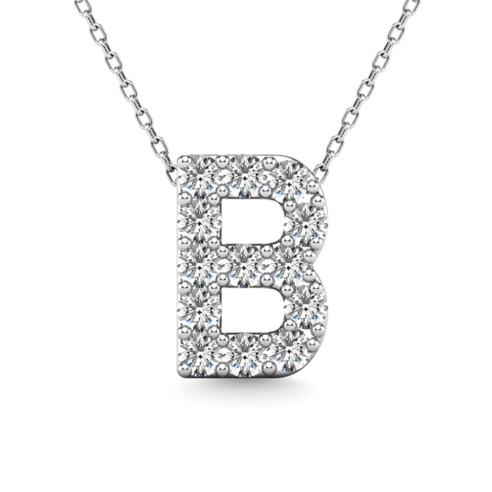 Diamond 1/8 Ct.Tw. Letter B Pendant in 14K White Gold""