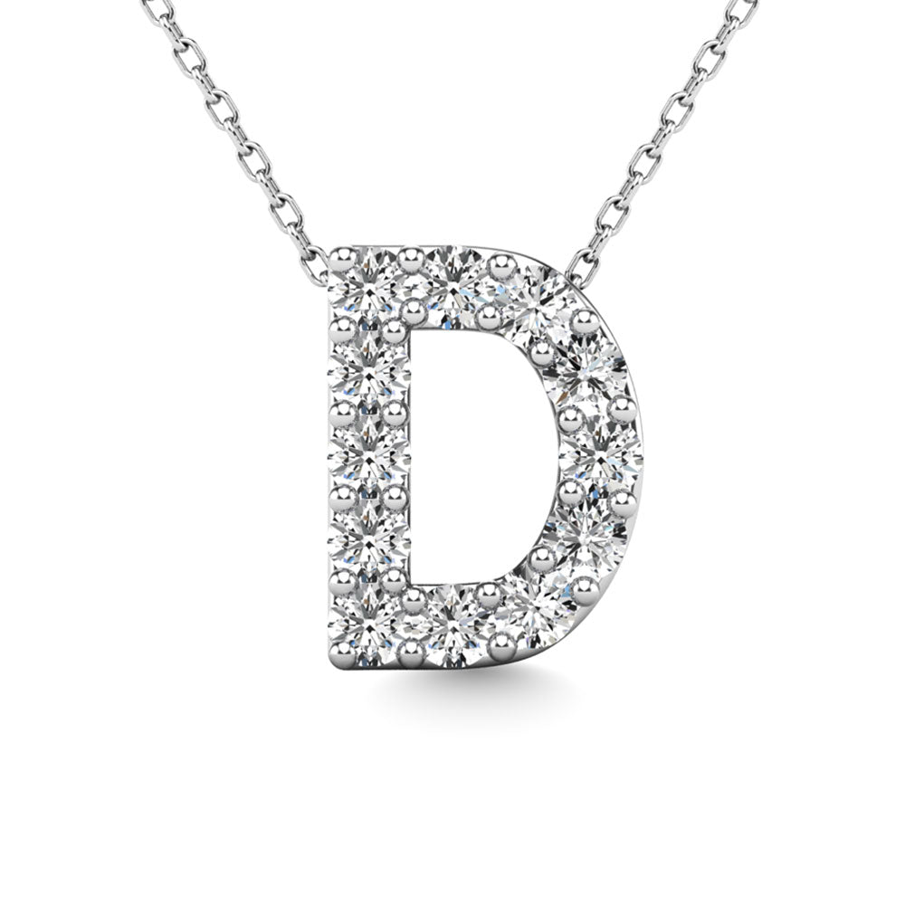 Diamond 1/8 Ct.Tw. Letter D Pendant in 14K White Gold""