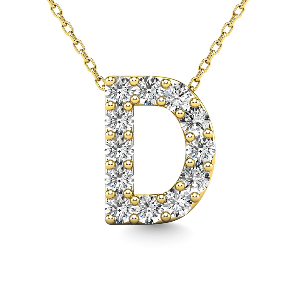 Diamond 1/8 Ct.Tw. Letter D Pendant in 14K Yellow Gold""