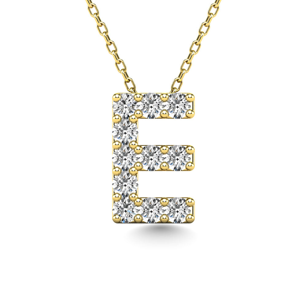 Diamond 1/10 Ct.Tw. Letter E Pendant in 14K Yellow Gold""
