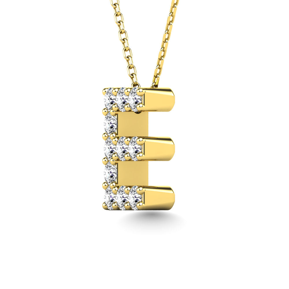 Diamond 1/10 Ct.Tw. Letter E Pendant in 14K Yellow Gold""