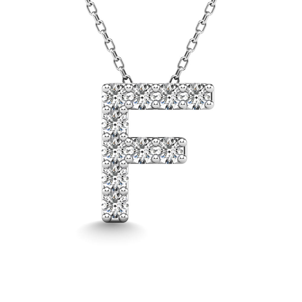Diamond 1/10 Ct.Tw. Letter F Pendant in 14K White Gold""