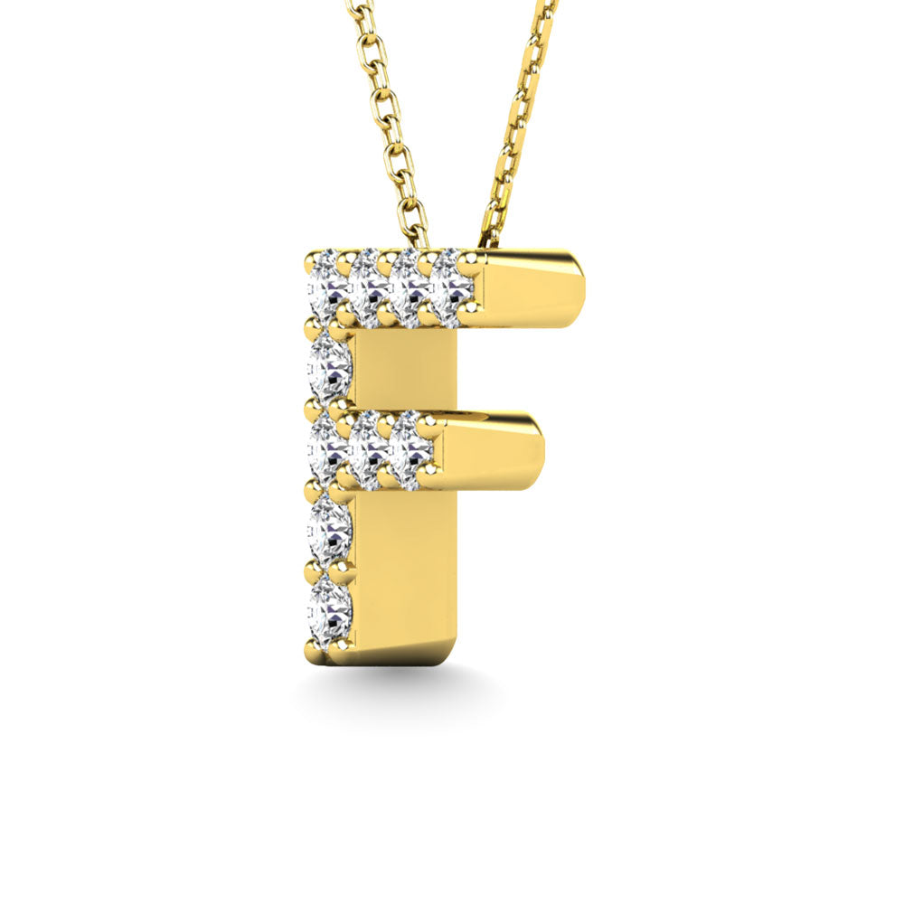 Diamond 1/10 Ct.Tw. Letter F Pendant in 14K Yellow Gold""