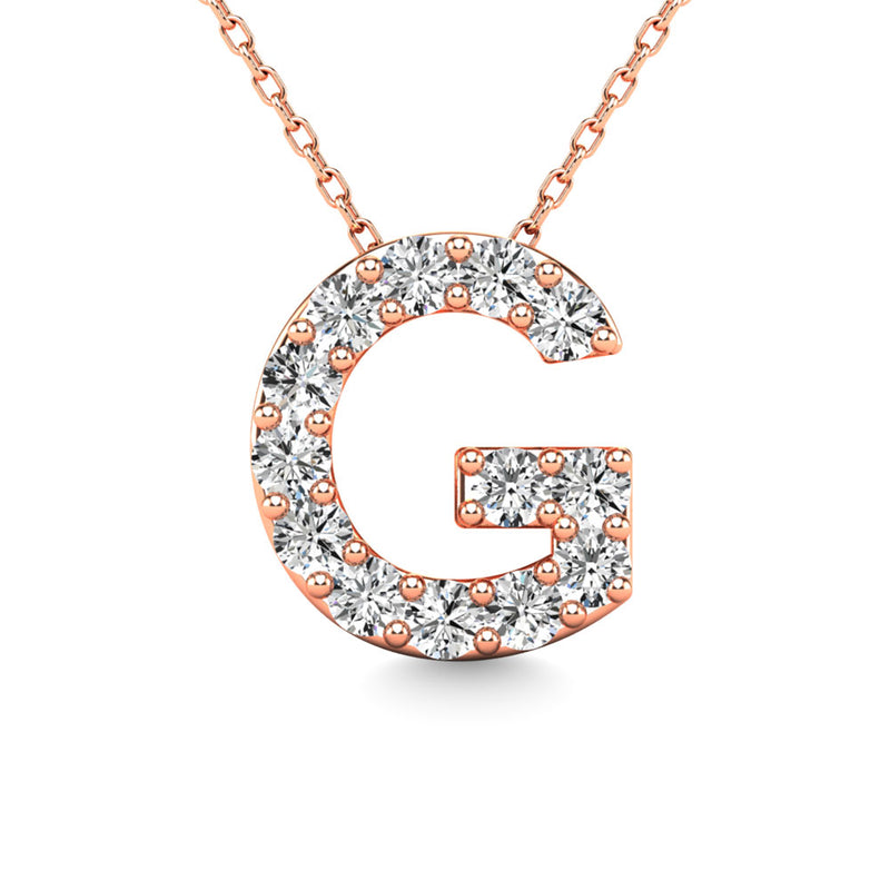 Diamond 1/8 Ct.Tw. Letter G Pendant in 14K Rose Gold""
