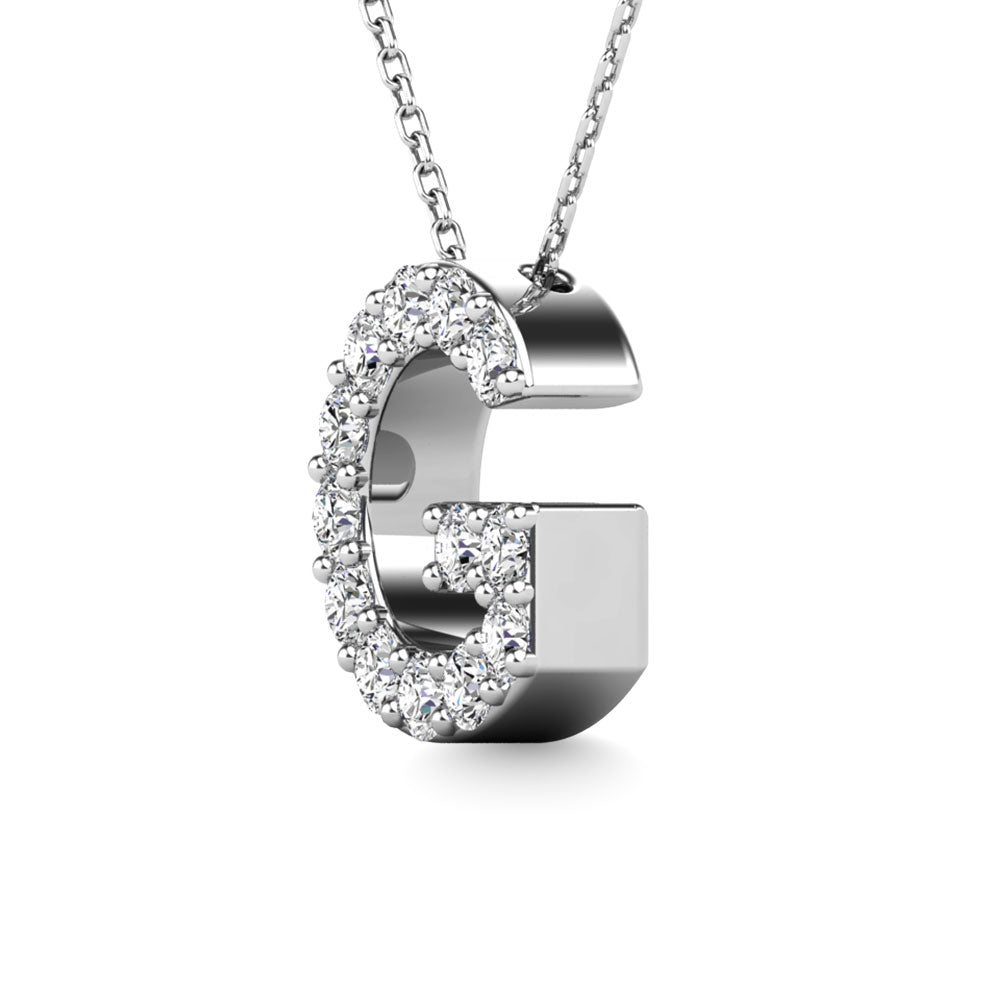Diamond 1/8 Ct.Tw. Letter G Pendant in 14K White Gold""