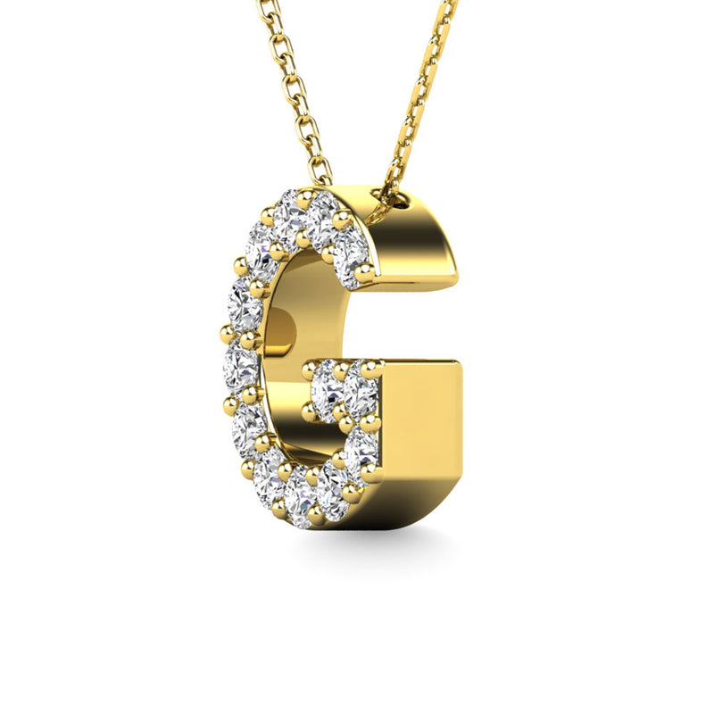 Diamond 1/8 Ct.Tw. Letter G Pendant in 14K Yellow Gold""