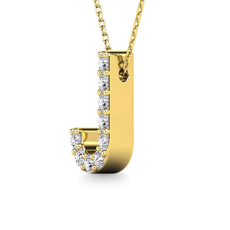 Diamond 1/10 Ct.Tw. Letter J Pendant in 14K Yellow Gold""