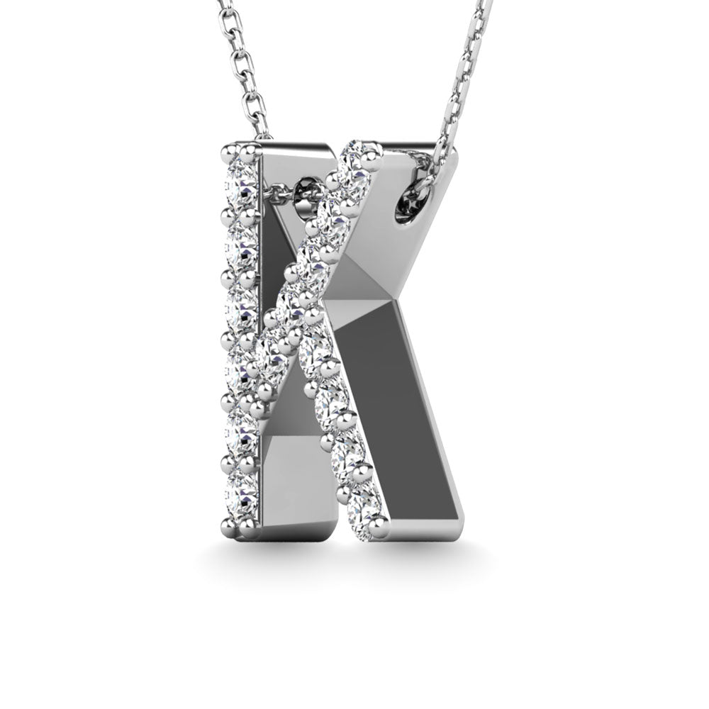 Diamond 1/8 Ct.Tw. Letter K Pendant in 14K White Gold""