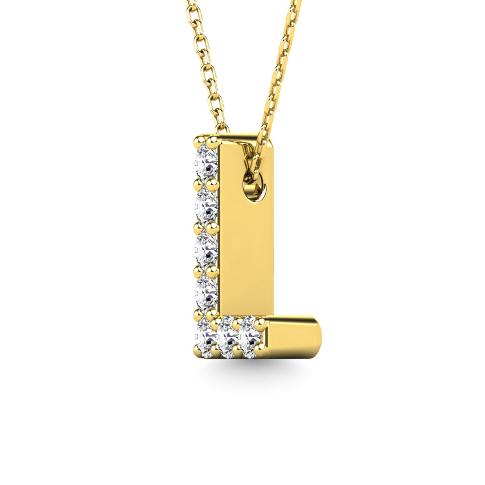 Diamond 1/20 Ct.Tw. Letter L Pendant in 14K Yellow Gold""