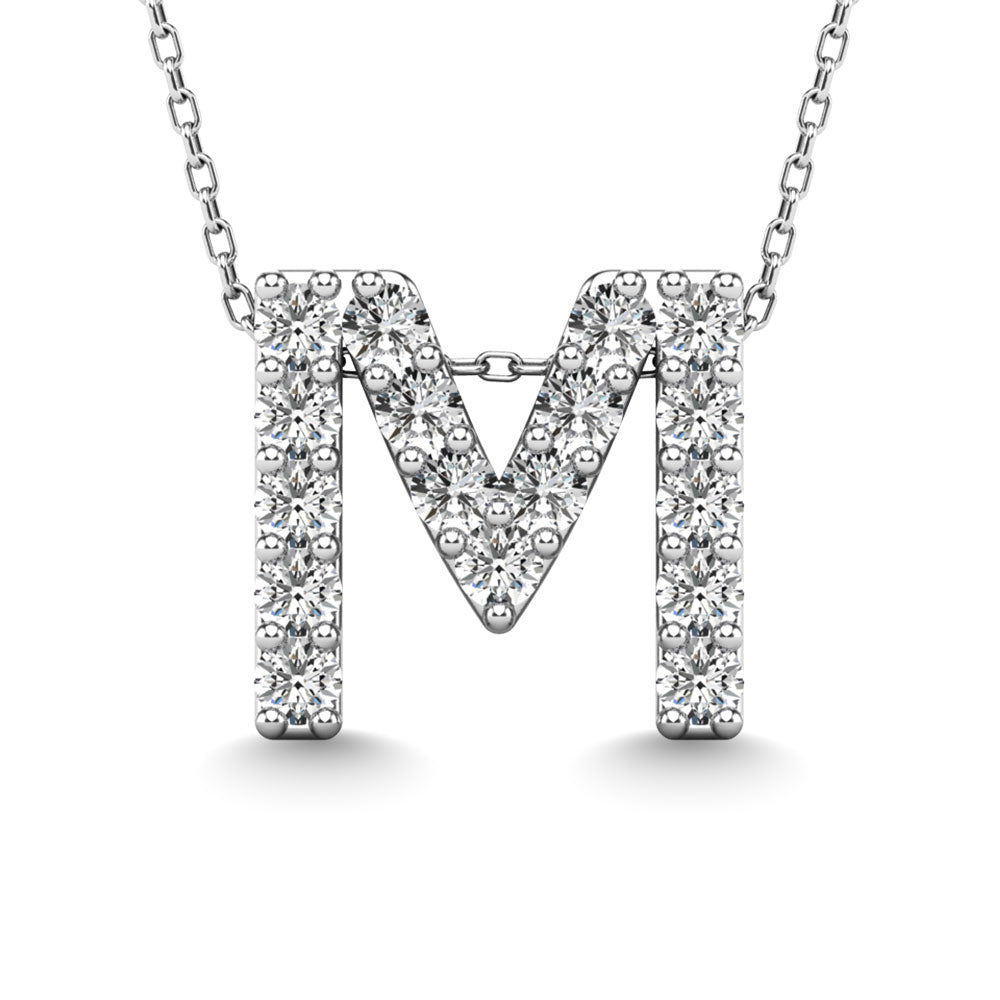 Diamond 1/6 Ct.Tw. Letter M Pendant in 14K White Gold""