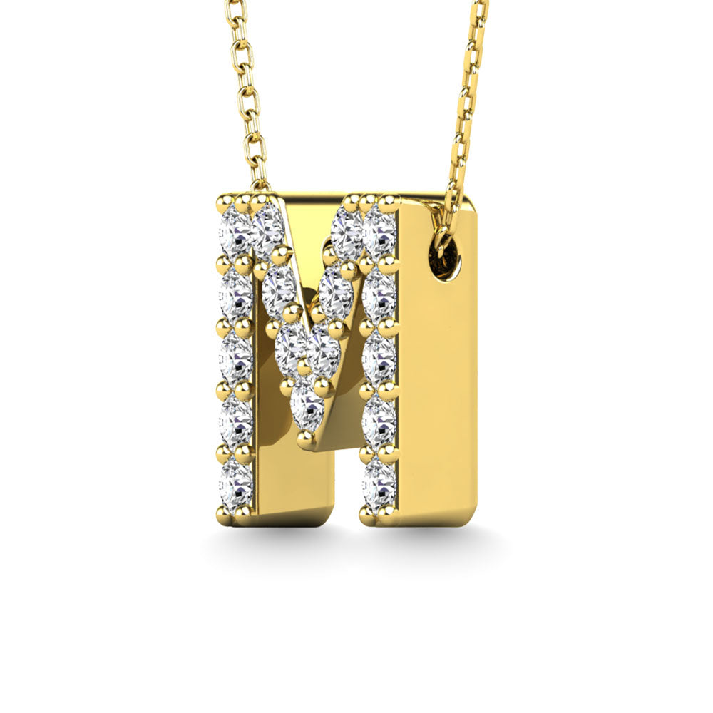 Diamond 1/6 Ct.Tw. Letter M Pendant in 14K Yellow Gold""