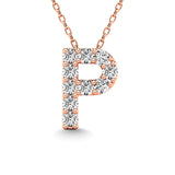 Diamond 1/10 Ct.Tw. Letter P Pendant in 14K Rose Gold""
