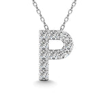 Diamond 1/10 Ct.Tw. Letter P Pendant in 14K White Gold""