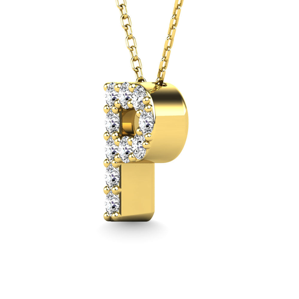 Diamond 1/10 Ct.Tw. Letter P Pendant in 14K Yellow Gold""