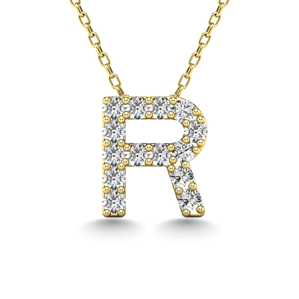 Diamond 1/8 Ct.Tw. Letter R Pendant in 14K Yellow Gold""