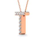 Diamond 1/10 Ct.Tw. Letter T Pendant in 14K Rose Gold""