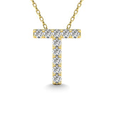 Diamond 1/10 Ct.Tw. Letter T Pendant in 14K Yellow Gold""