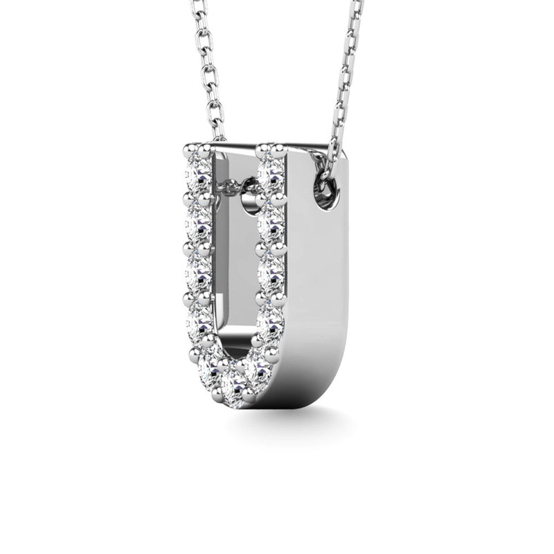 Diamond 1/10 Ct.Tw. Letter U Pendant in 14K White Gold""
