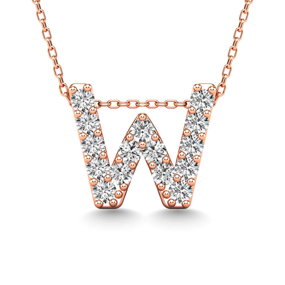 Diamond 1/6 Ct.Tw. Letter W Pendant in 14K Rose Gold""