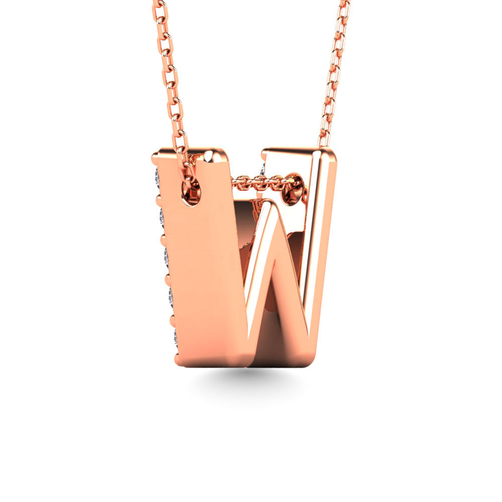 Diamond 1/6 Ct.Tw. Letter W Pendant in 14K Rose Gold""