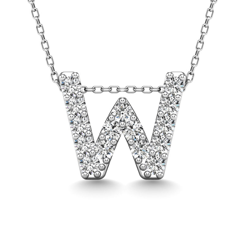 Diamond 1/6 Ct.Tw. Letter W Pendant in 14K White Gold""