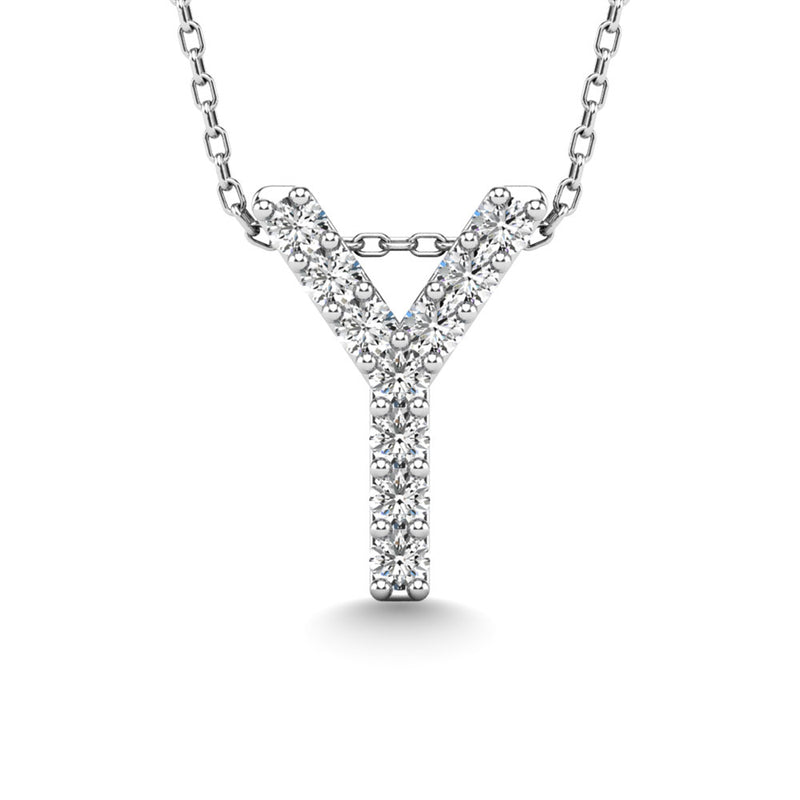Diamond 1/10 Ct.Tw. Letter Y Pendant in 14K White Gold""