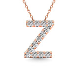Diamond 1/8 Ct.Tw. Letter Z Pendant in 14K Rose Gold""