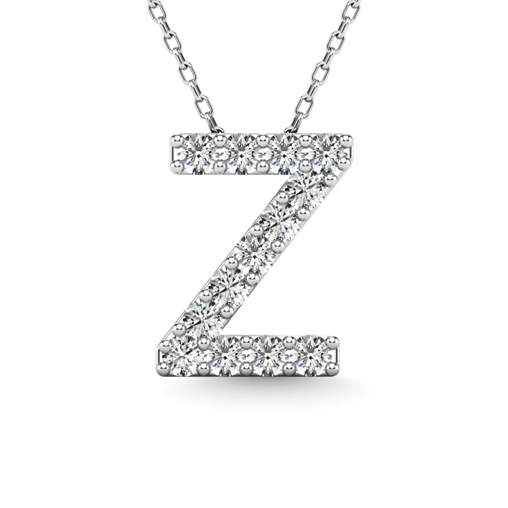 Diamond 1/8 Ct.Tw. Letter Z Pendant in 14K White Gold""