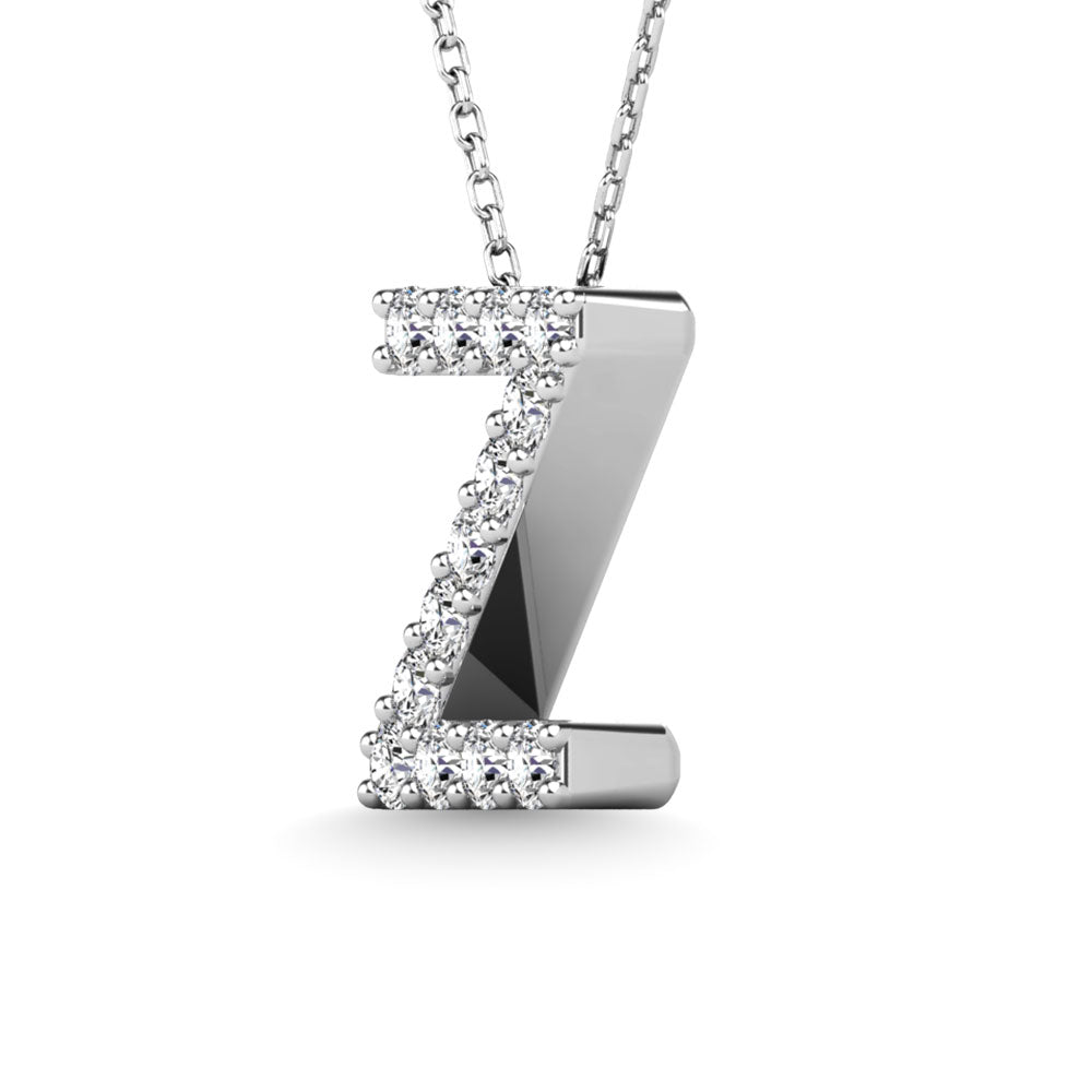 Diamond 1/8 Ct.Tw. Letter Z Pendant in 14K White Gold""