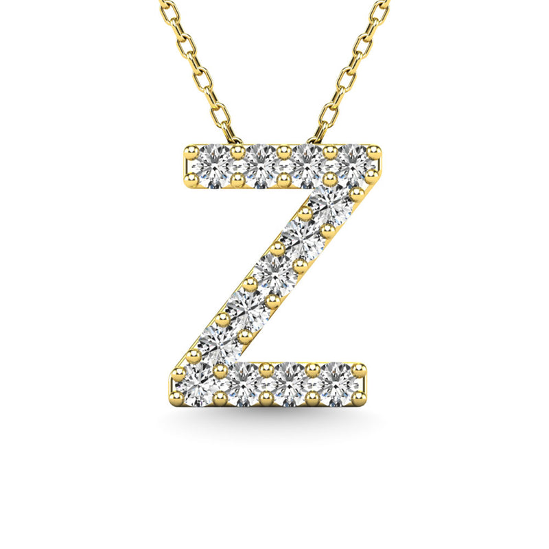 Diamond 1/8 Ct.Tw. Letter Z Pendant in 14K Yellow Gold""