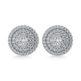 Diamond 7/8 Ct.Tw. Round Shape Cluster Earrings in 10K White Gold