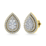 Diamond 7/8 Ct.Tw. Pear Shape Cluster Earrings in 10K Yellow Gold