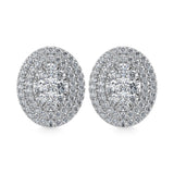 Diamond 7/8 Ct.Tw. Oval Shape Cluster Earrings in 10K White Gold