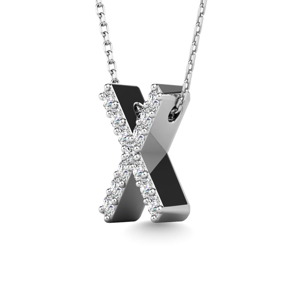 Diamond 1/8 Ct.Tw. Letter X Pendant in 14K White Gold""