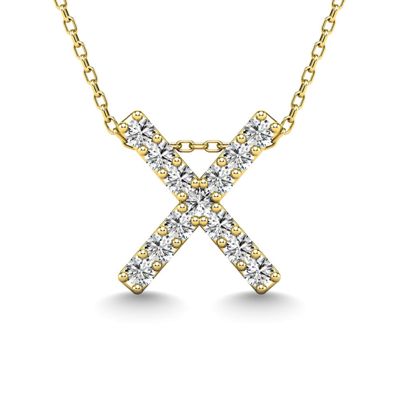 Diamond 1/8 Ct.Tw. Letter X Pendant in 14K Yellow Gold""