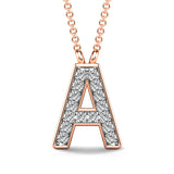 10K Rose Gold Letter A Diamond Pendant 1/20 ctw