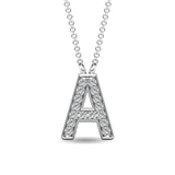10K White Gold Letter A Diamond Pendant 1/20 Ctw