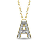 10K Yellow Gold Letter A Diamond Pendant 1/20 Ctw