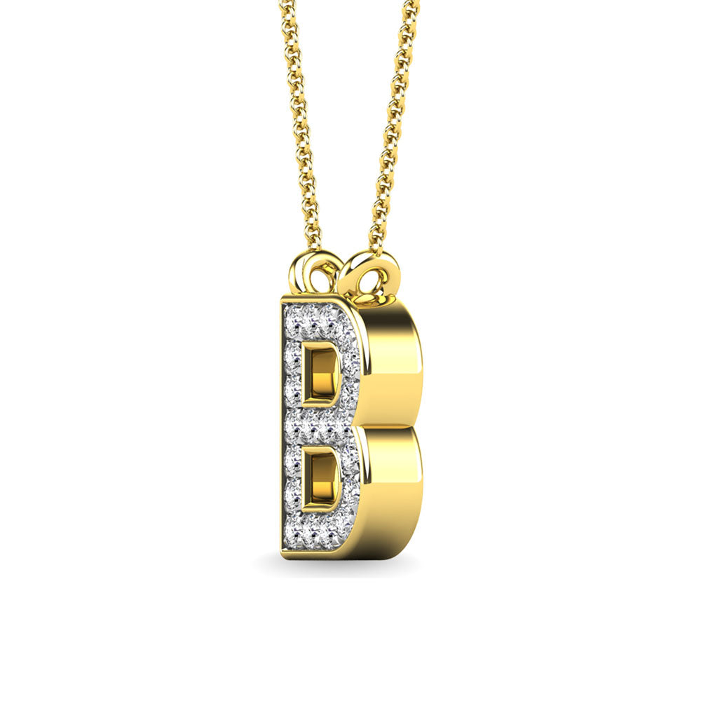 10k Yellow Gold Diamond Letter B Pendant 0.37 Ctw – Avianne Jewelers