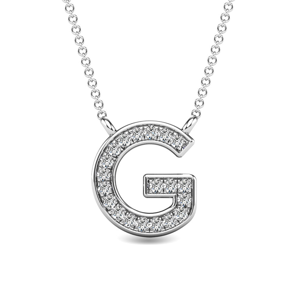 Diamond 1/20 Ct.Tw. Letter G Pendant in 10K White Gold""